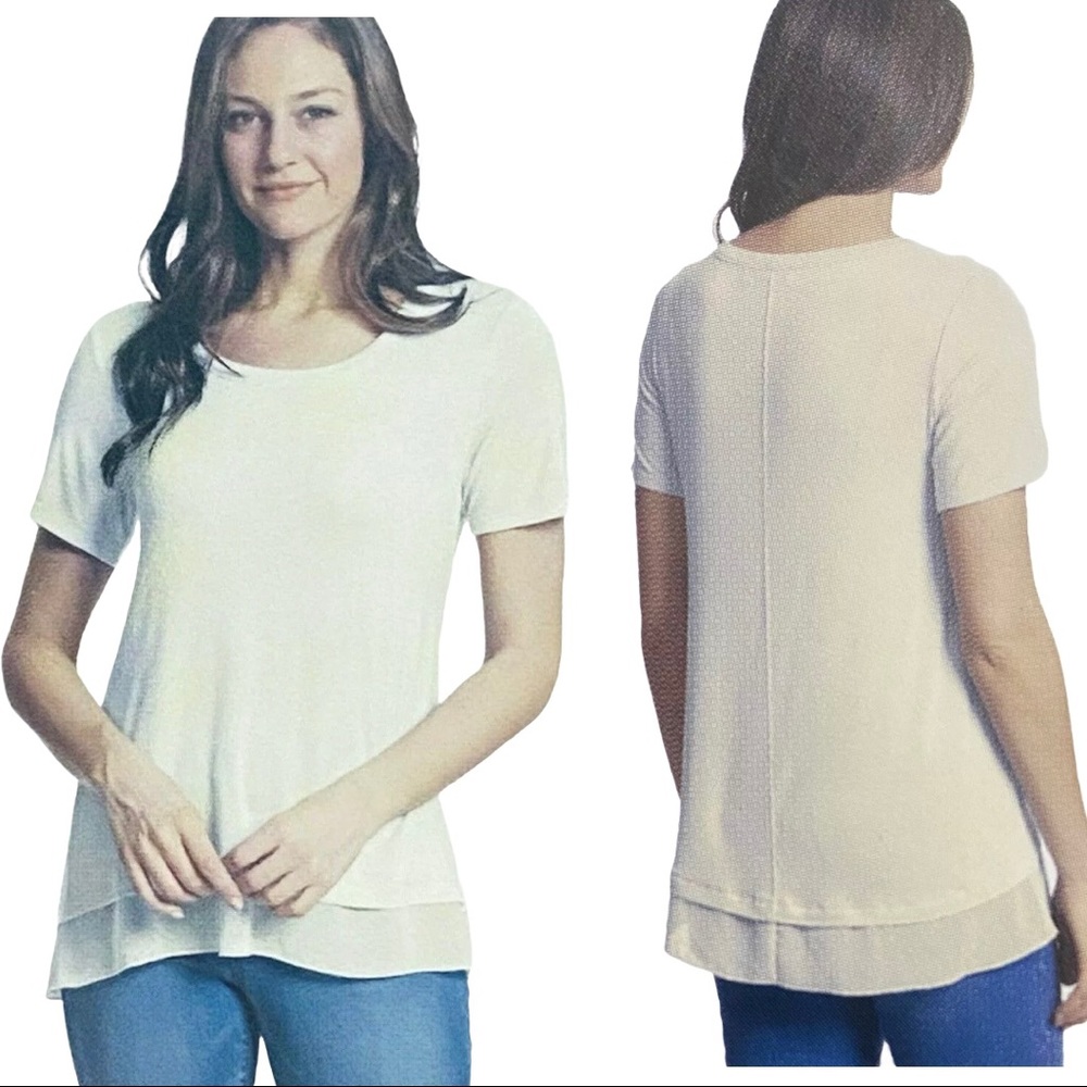 Nine West Pristine Short Sleeve Emmy Sheer Top